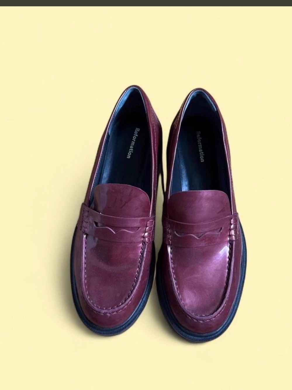 Reformation Burgundy Leather Penny Loafers